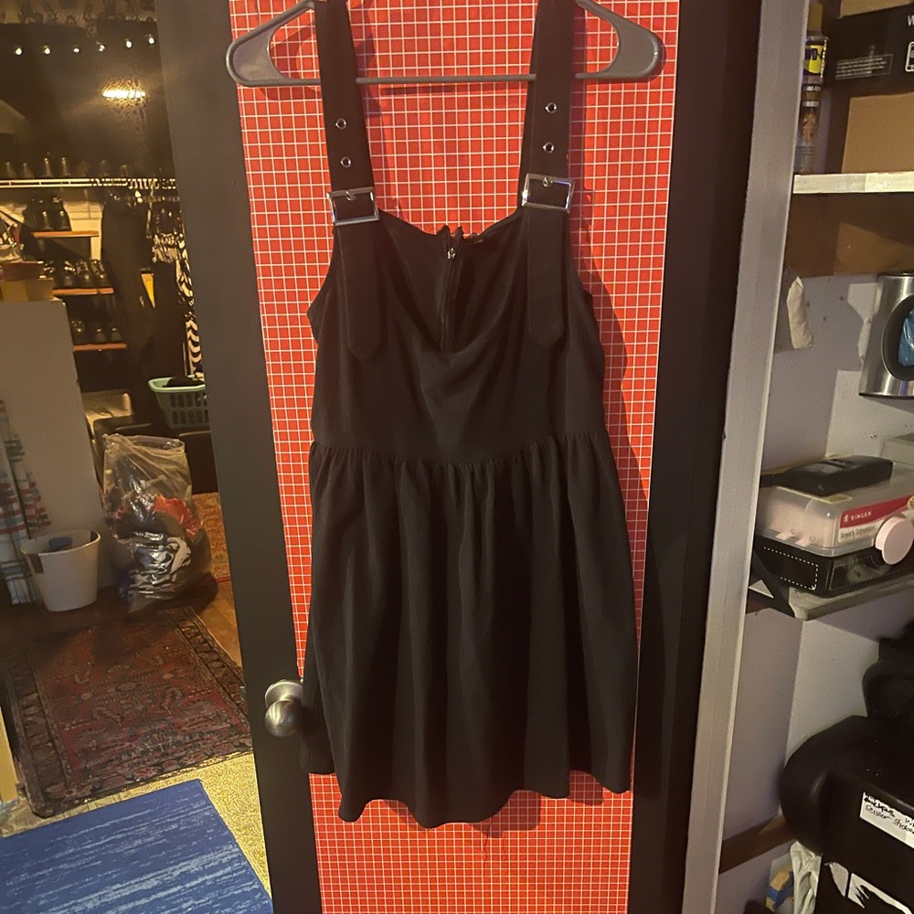 Black buckle suspender dress